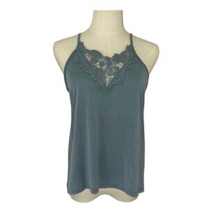Abercrombie & Fitch Teal Lace V-Neck Halter Tank Top Size Small